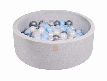 Ballenbak Ronde 200 ballen 90x30 cm Licht Grijs Babyblauw transparant zilver Parel wit